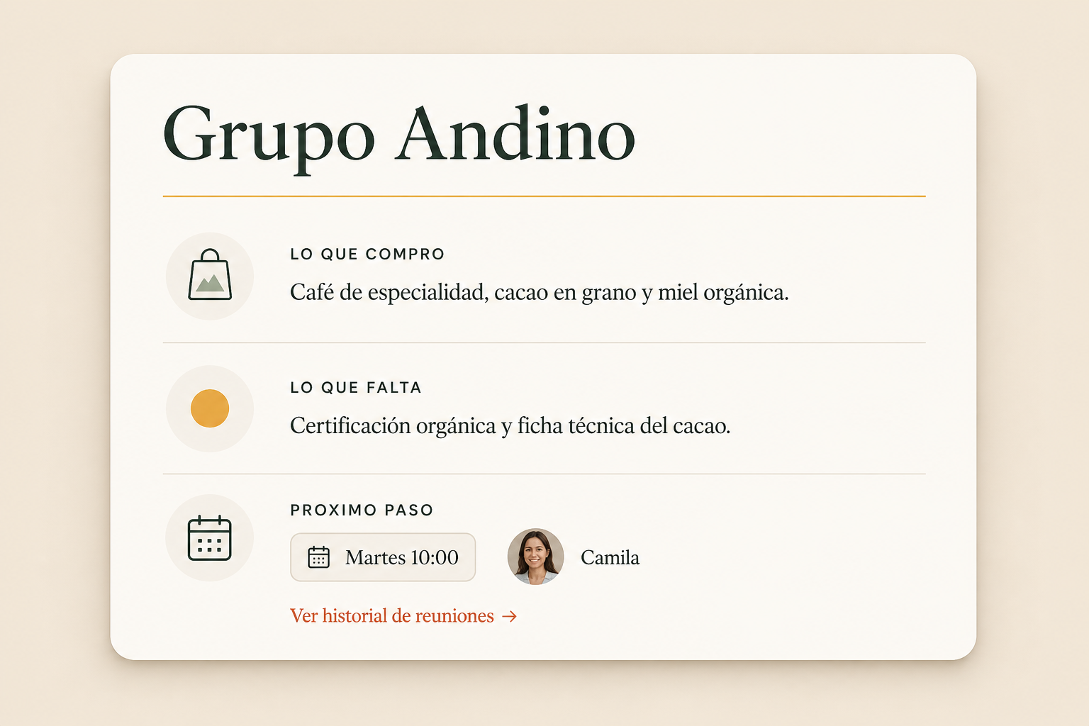 Tarjeta del cliente Grupo Andino: lo que compró, lo que falta y el próximo paso