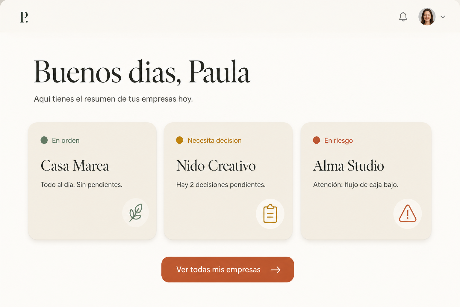 Helios — el radar de hoy: clientes en orden, con decisión pendiente y en riesgo